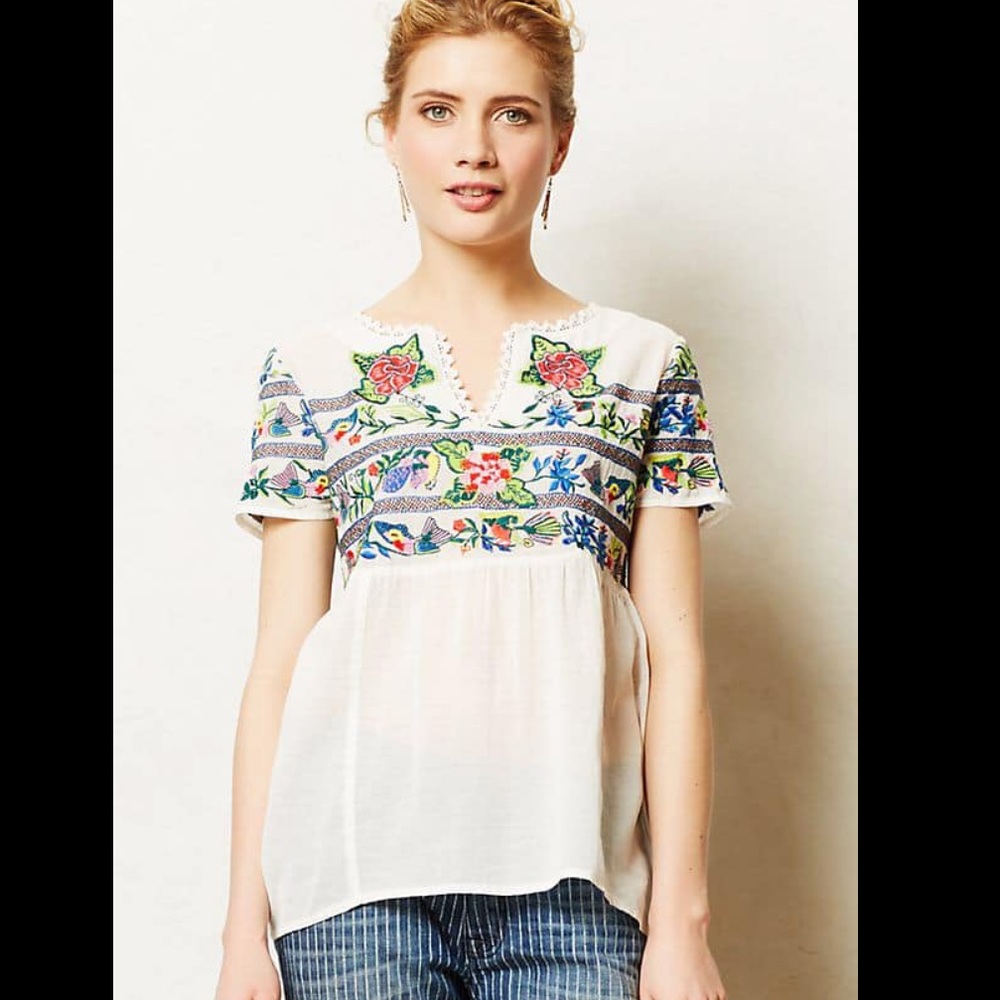 Anthropologie Vanessa Virginia Moineau Bouquet Top